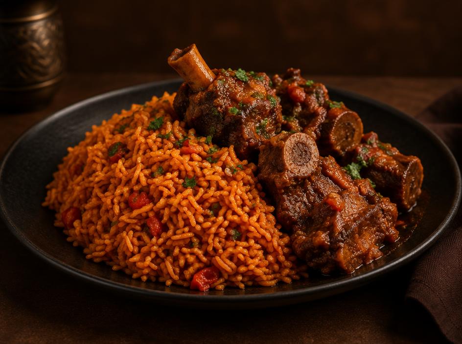 Jollof with Goat Meat — illustrative visual